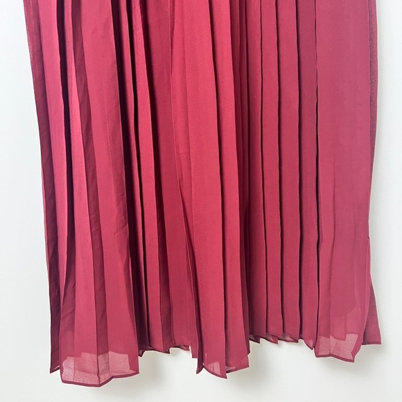 NEW J.Crew Pleated Ballet Dress Burgundy Stretch Cotton Blend A-Line Maxi Dress - Picture 5 of 11